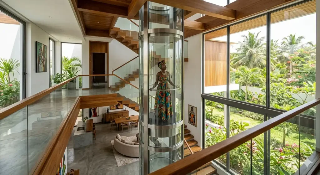 Comparaison entre ascenseur pneumatique et hydraulique dans une villa à Cotonou